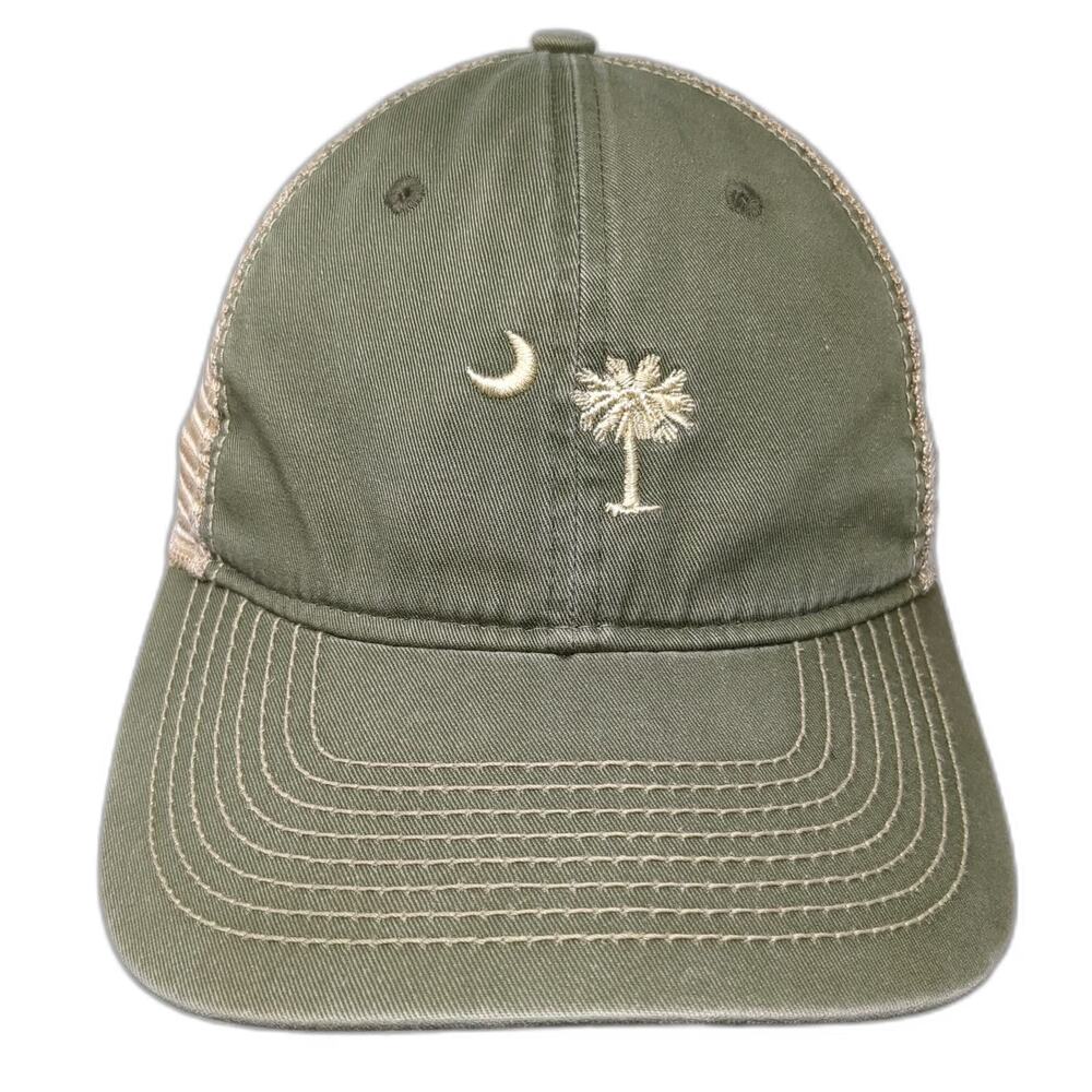 Palmetto Moon Trucker Hat Green One Size South Carolina Mesh Snapback SC Tree